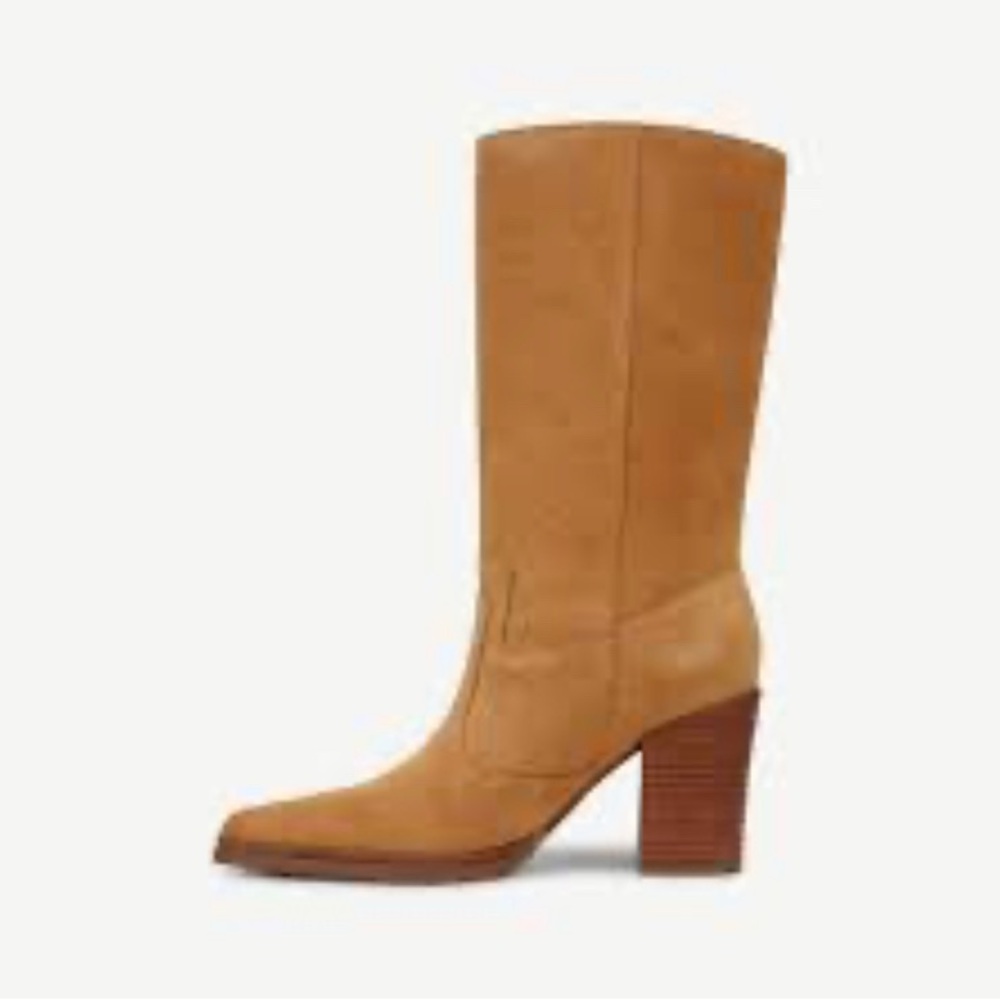 NEW! Franco Sarto Jaxson Warm Camel Mid Calf Suede Women's Heel Boots Size 9.5